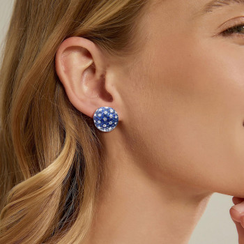 White and Blue Sapphire Stud Earrings