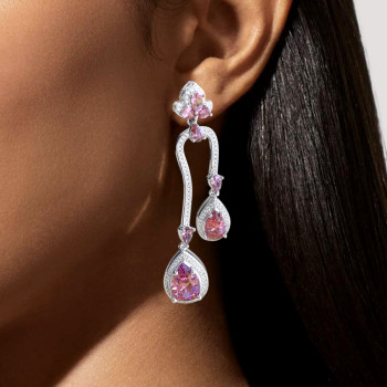 10ctw Pear Cut Rhodolite Sapphire Drop Earrings