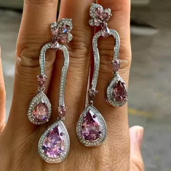 8ctw Pear Cut Rhodolite Sapphire Drop Earrings