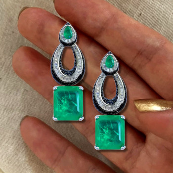 13ctw Radiant Cut Emerald Statement Earrings