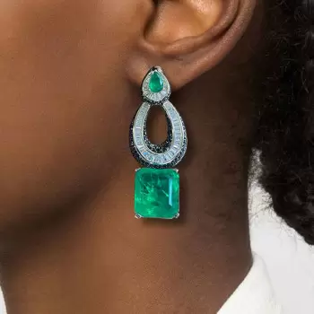 13ctw Radiant Cut Emerald Statement Earrings