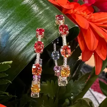 8ctw Inside Out Rainbow Sapphire Hoop Earrings