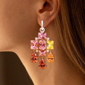 18ctw Multicolor Sapphire Statement Chandelier Earrings