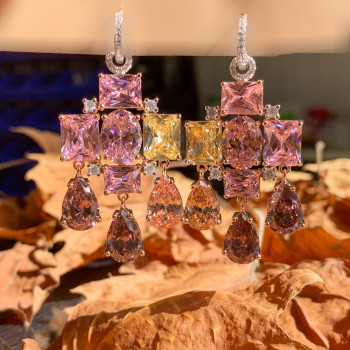 18ctw Multicolor Sapphire Statement Chandelier Earrings
