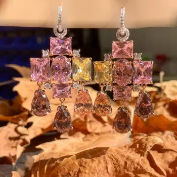 18ctw Multicolor Sapphire Statement Chandelier Earrings