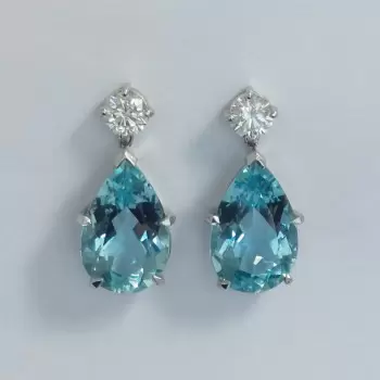 8ctw Pear Cut Aquamarine Drop Earrings