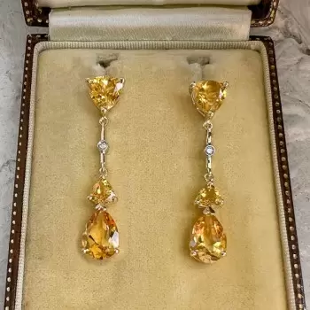 8ctw Vintage Citrine Yellow Sapphire Drop Earrings