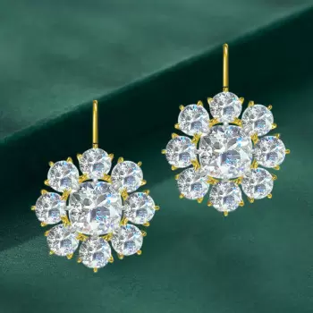 24.6ctw White Sapphire Cluster Flower Drop Earrings