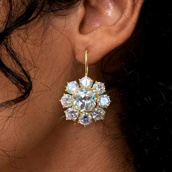 24.6ctw White Sapphire Cluster Flower Drop Earrings