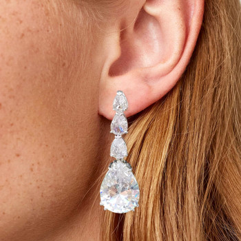 22ctw Pear Cut White Sapphire Drop Earrings