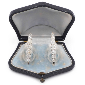 5ctw Cushion Cut White Sapphire Half Hoop Earrings