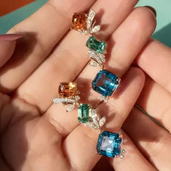 10ctw Asscher Cut Aquamarine Drop Earrings