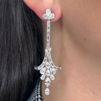 Vintage Pear Cut White Sapphire Chandelier Earrings