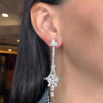 Vintage Pear Cut White Sapphire Chandelier Earrings