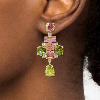 20ctw Multicolor Sapphire Statement Chandelier Earrings