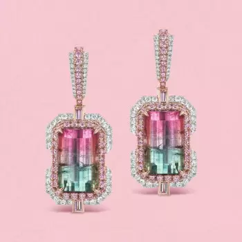 16ctw Bicolor Tourmaline Drop Earrings