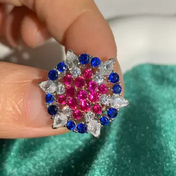 8ctw Ruby and Sapphire Cluster Stud Earrings