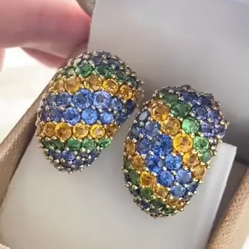 21ctw Multicolor Sapphire Hoop Earrings