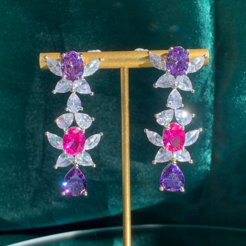 16ctw Amethyst and Fuchsia Sapphire Drop Earrings