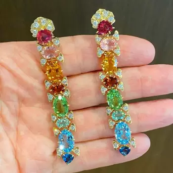 24ctw Multicolor Sapphire Statement Rainbow Earrings