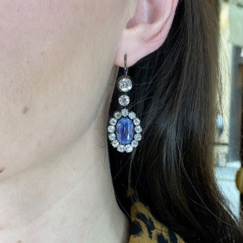 18ctw Oval Cut Sapphire Vintage Drop Earrings