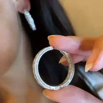 11ctw Round Cut Three-side Hoop Earrings