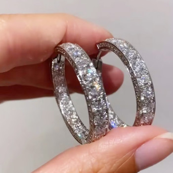 11ctw Round Cut Three-side Hoop Earrings