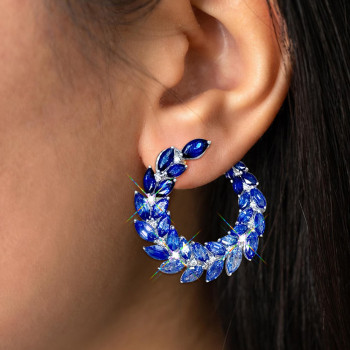 Nature-inspired Blue Leaves Statement Earrings