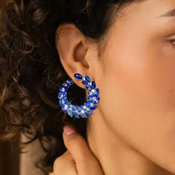 Nature-inspired Blue Leaves Statement Earrings