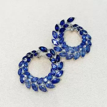 Nature-inspired Blue Leaves Statement Earrings