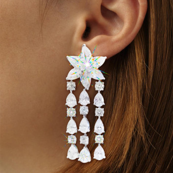 17ctw Multi-Cut White Sapphire Chandelier Earrings
