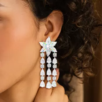 17ctw Multi-Cut White Sapphire Chandelier Earrings