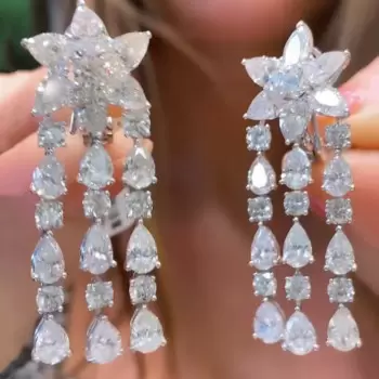 17ctw Multi-Cut White Sapphire Chandelier Earrings