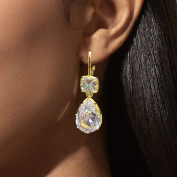 18ctw Pear and Cushion Cut Vintage Drop Earrings
