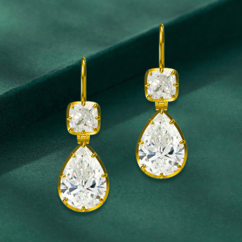 18ctw Pear and Cushion Cut Vintage Drop Earrings