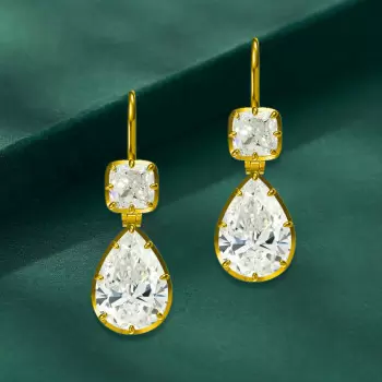 18ctw Pear and Cushion Cut Vintage Drop Earrings