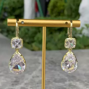 18ctw Pear and Cushion Cut Vintage Drop Earrings