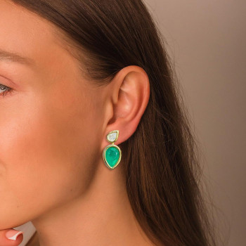12ctw Pear Cut Emerald Drop Earrings