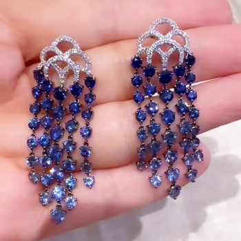 14ctw White and Tanzanite Blue Sapphire Chandelier Earrings