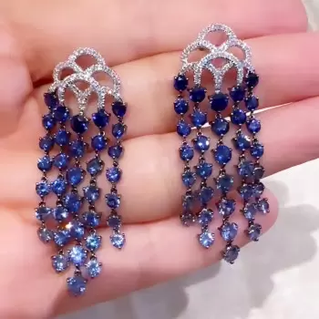14ctw White and Tanzanite Blue Sapphire Chandelier Earrings