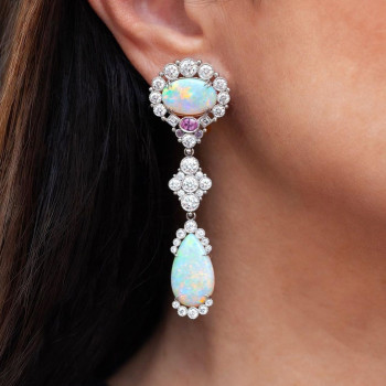 Pear and Oval Cut Opal Vintage Drop Earrings