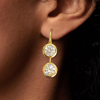 8ctw Round Cut White Sapphire Drop Earrings
