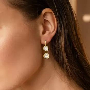 8ctw Round Cut White Sapphire Drop Earrings
