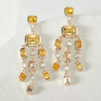 26ctw Bezel-set Yellow and White Sapphire Chandelier Earrings