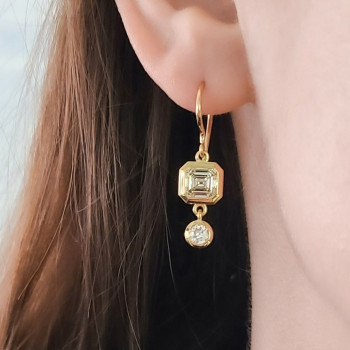 9ctw Asscher and Round Cut White Sapphire Drop Earrings
