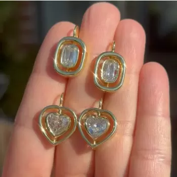 Multi-cut Classic White Sapphire Box Drop Earrings