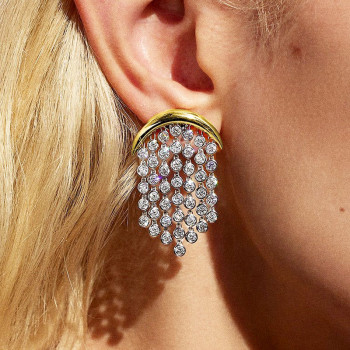 Crescent White Sapphire Chandelier Fringe Earrings