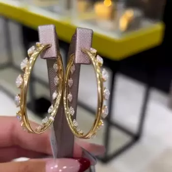 Marquise Cut White Sapphire Inside Outside Hoop Earrings