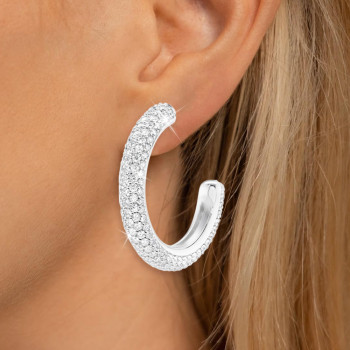 6ctw White Sapphire Paved Classic Arc Hoop Earrings