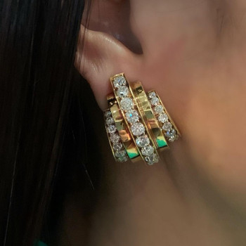 8ctw White Sapphire Contemporary Art Inspired Bold Earrings